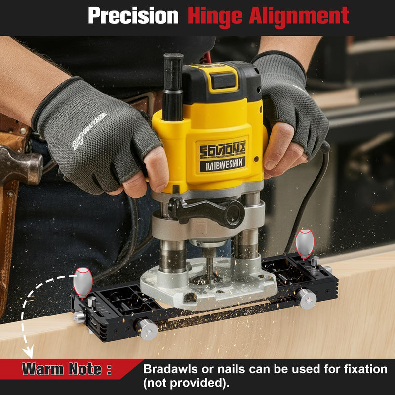 Door Hinge Template Kit, Portable Mortiser for Square & Radius Hinges - Full Flexibility for Hinge Size & Shape, Durable Aluminum & Plastic Build, Black