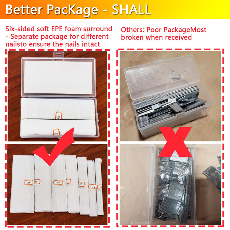 2100 PCS Brad Nails 7 Sizes multi-Length Galvanized Straight Finishing Nail,Each specification has an independent sponge anti-collision packaging 2100 PCS Upgrade