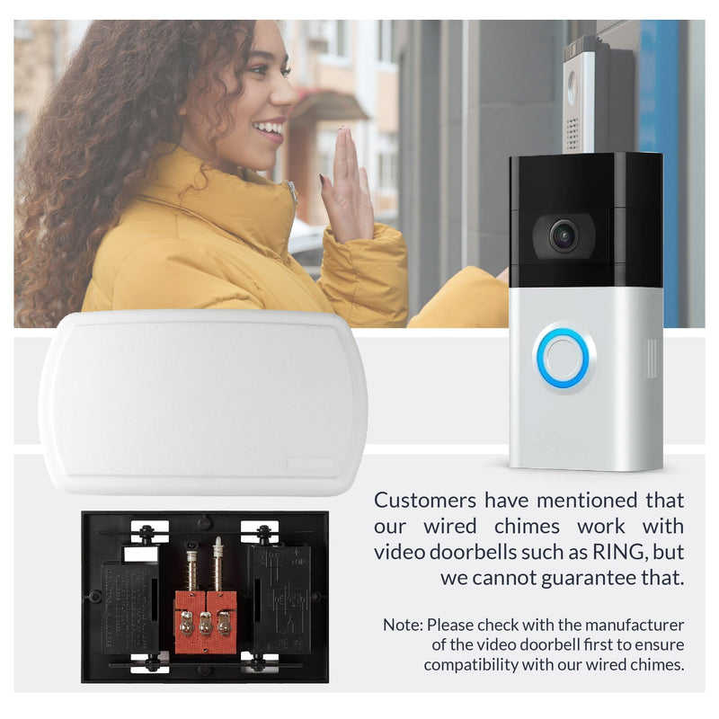 Newhouse Hardware CHM24V White 24-Volt Wired Doorbell Chime | Electrical Door Bell for Homes | Hard-Wired Door Chimes with Front Door Ding-Dong and Rear Tone | Home Improvement Electrical Equipment