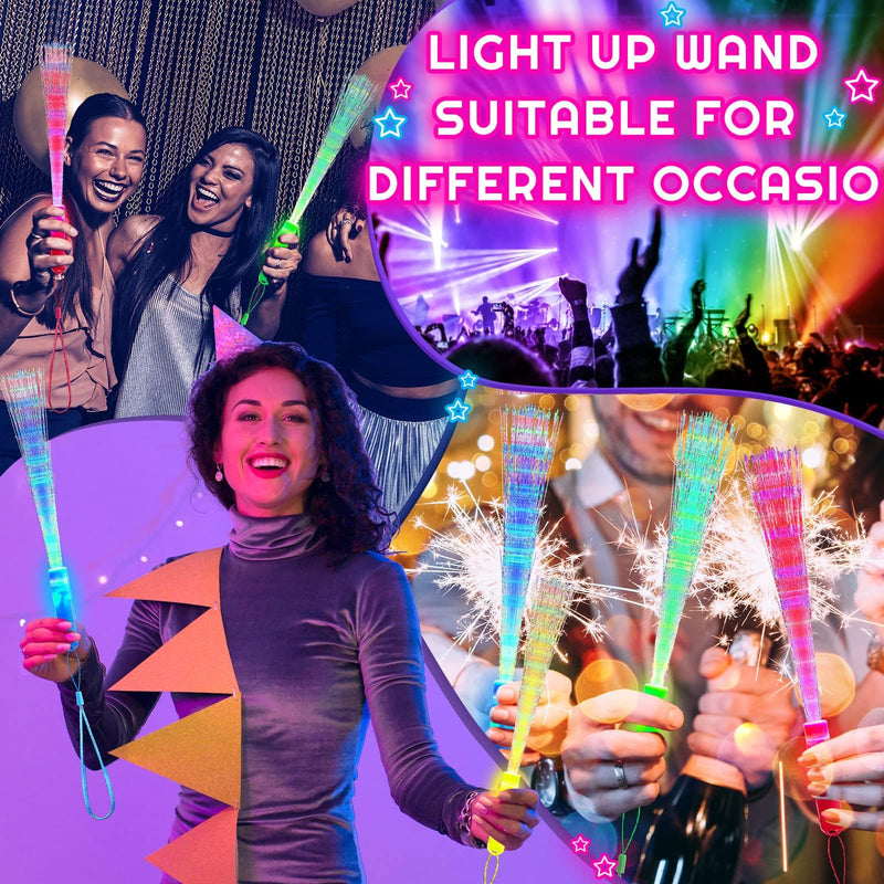 Kasyat 10 Pieces Fiber Optic Light Wand Stick Glow Flashing Wands Small Fiber Optic Wands LED Flashing Sticks LED Fiber Wands Colorful Flashing LED Wands for Christmas Party Favors Classic Color
