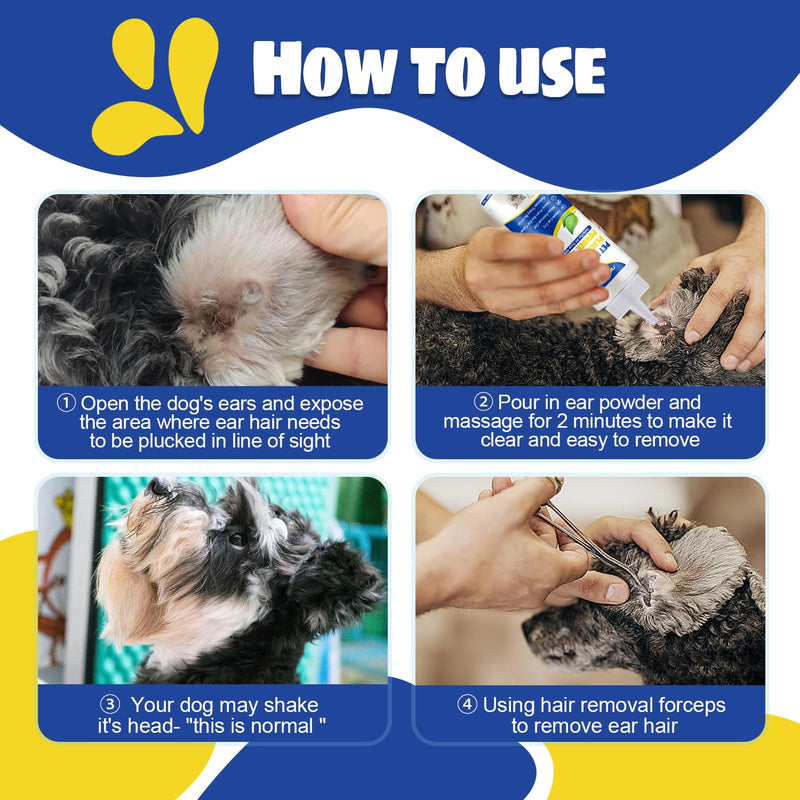 Updated Dog Ear Powder for Hair Removal,Ear Powder for Dogs Plucking with 5.5inch Hemostat Locking Forceps Curved, Removing Earwax and Odor Ear Powder+5.5inch Forceps Curved - PawsPlanet Australia
