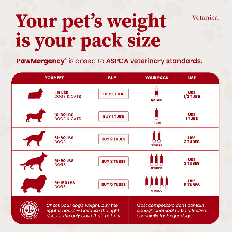 PawMergency – Activated Charcoal First Aid Kit Emergency Rescue for Dogs, Cats, Puppy & Pet Poison Kit, Camping Survival Remedy Essential,Oral Anti Diarrhea Digestive Paste Ready Absorb Toxins 1 Tube (Dogs Cats less than 30lbs)