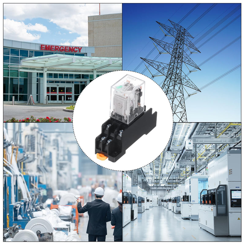 MECCANIXITY 6 Set DC24V Electromagnetic Power Relay 8-Pin AC/DC DPDT 2NO+2NC Relay Coil with Socket Base for Industrial, Home Appliances and DIN Rail System with LED Indicator