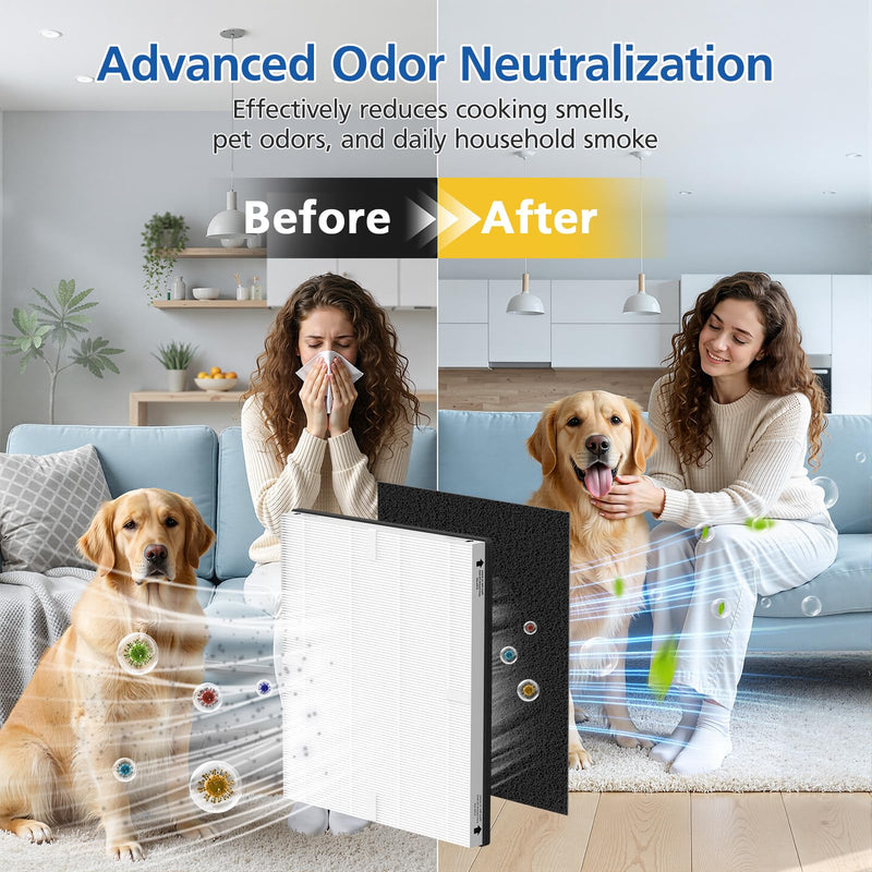 MD1-0022 + MD1-0023 Filter Replacement for Vornado Air Purifier, 2+4 Pack