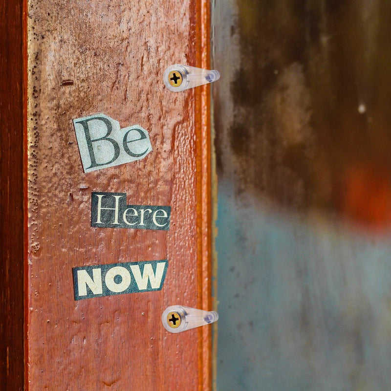 Blulu 50 Pack Glass Retainer Clips Kit, Cabinet Glass Clips 4 mm with Screws for Fixing Cabinet Doors(Transparent with Rainbow) Transparent with Gold Screw