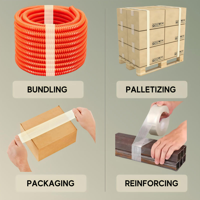 Buck Strapping Tape 2 Inch x 30 Yds (90ft) - 5.5Mil Thickness, Heavy Duty Industrial Grade Mono Directional Fiberglass Reinforced Filament Tape with Synthetic PET Adhesive for Bundling & Palletizing 2 Inch x 30 Yards 1 Pack