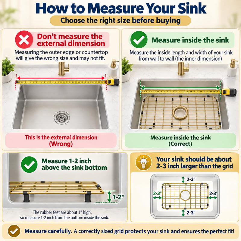 Gold Sink Grid 26 3/16" X14 1/16",Sink Protectors for Kitchen Sink 26 3/16" x 14 1/16" Gold