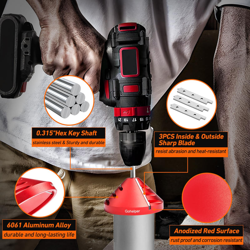 2 in 1 Inner-Outer PVC Deburring Tool, PVC Chamfer Tool, Pipe Deburring Reamer Plumbing Tool for OD 0.75" to 3.5", ID 0.92" to 3.89" PVC, CPVC, ABS, PP, PE Pipe Medium