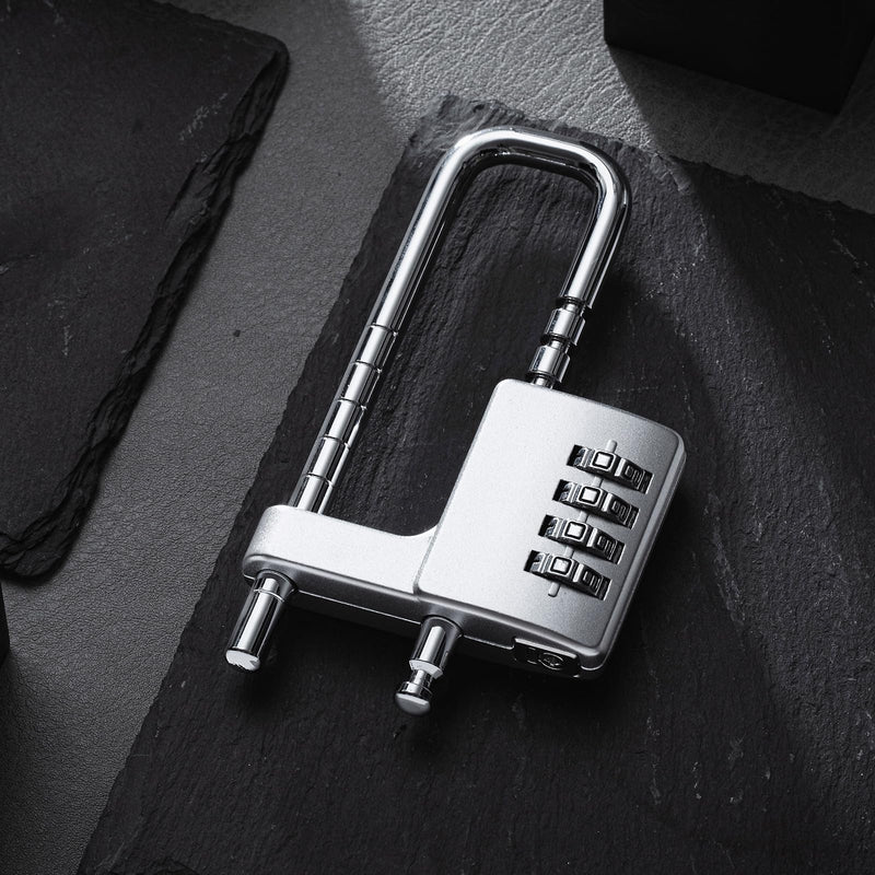 Gisafai 2 Pcs 4 Digit Combination Cabinet Lock U Shaped Code Gym 2.51 x 4.6 Inch Adjustable Padlock Metal Long Shackle Lock for Under 0.6" Width Outdoor College Fences Sports Lockers Gym