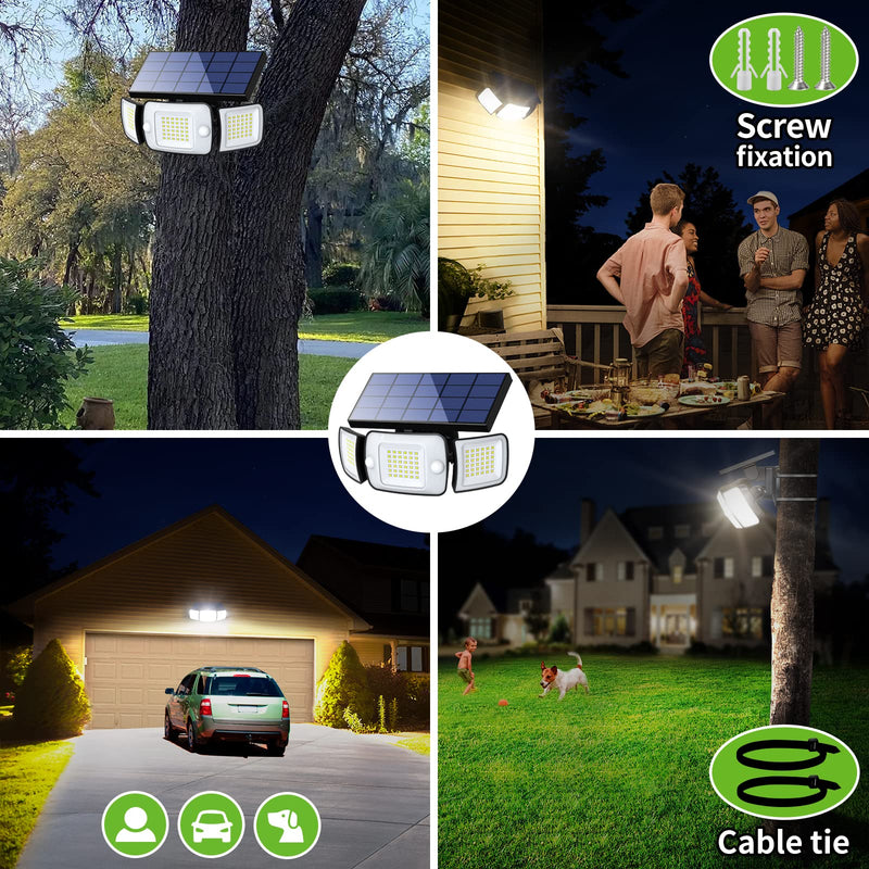 intelamp Solar Outdoor Lights,6000mAh Motion Sensor with Dual Sensors,Waterproof Flood Lights 270°Wide Angle for Outside with 3 Modes 1 Pack