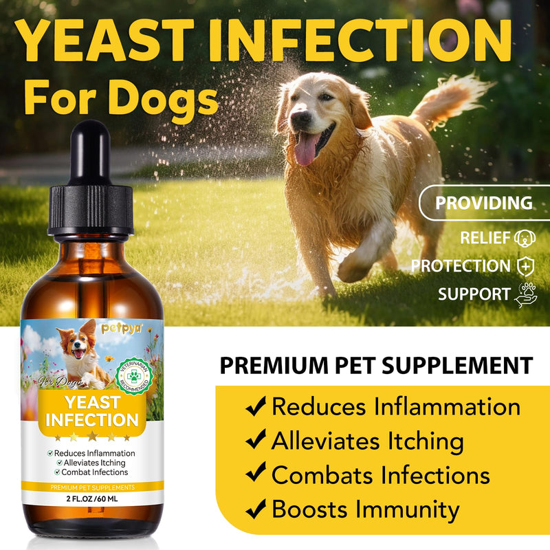 Yeast Infection Treatment for Dogs, Natural Yeast Infection Treatment Drops for Dog Itch Relief, Dog Allergy Relief, Dog Yeast Ear Infection Treatment, 2.02fl.oz 2.02FL.OZ(dog yeast)