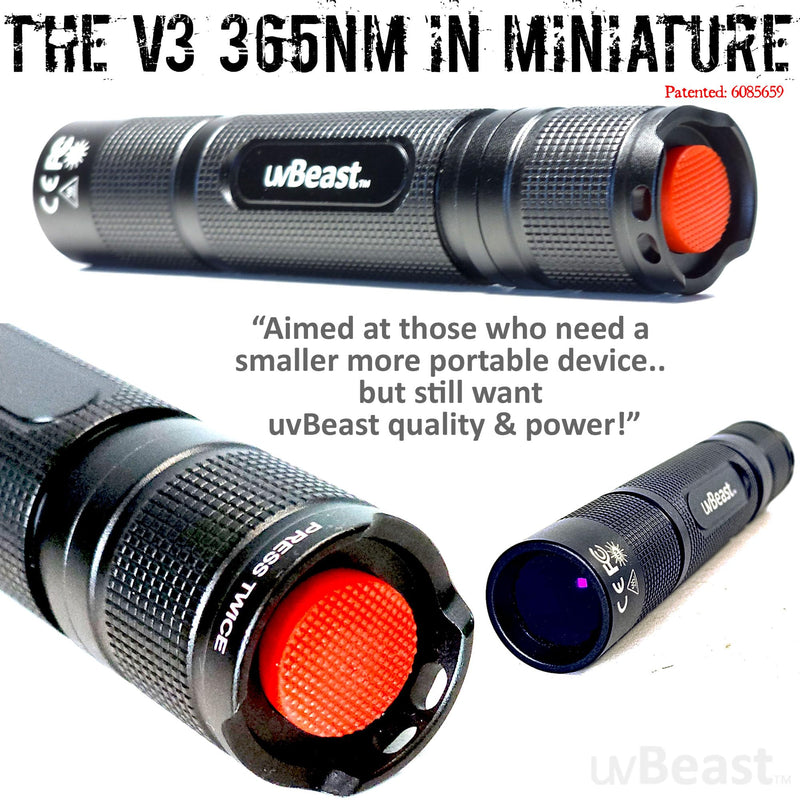 New V3 365nm Mini - Black Light UV Flashlight – High Definition Pure Ultraviolet - Professional Grade High Power Upgraded 5 Core UV LED – USA Stock
