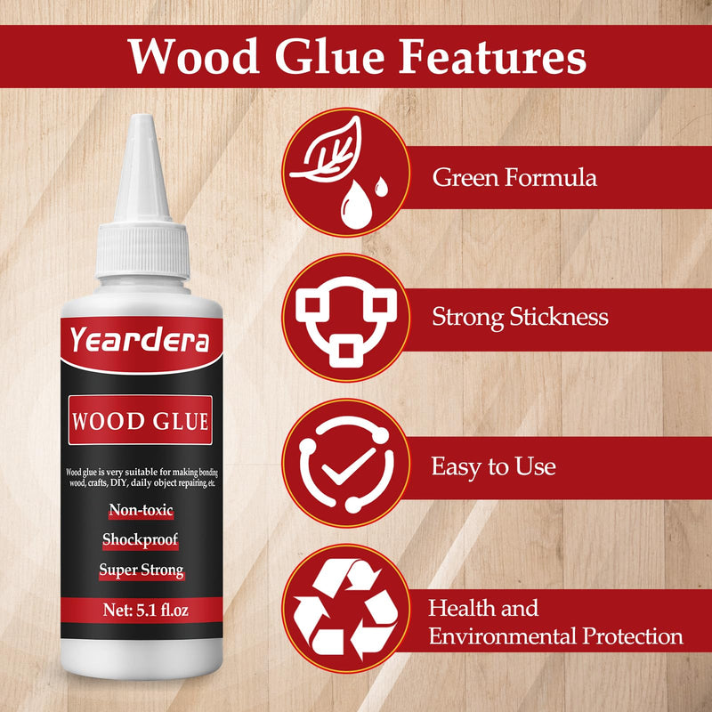 Wood Glue, Professional Furniture Repair Glue, Clear Carpenter Glue, Strong Wood Glue for Crafts, Furniture, Wood Floor and Wood Products (150g/5.1oz) 5.1 fl.oz