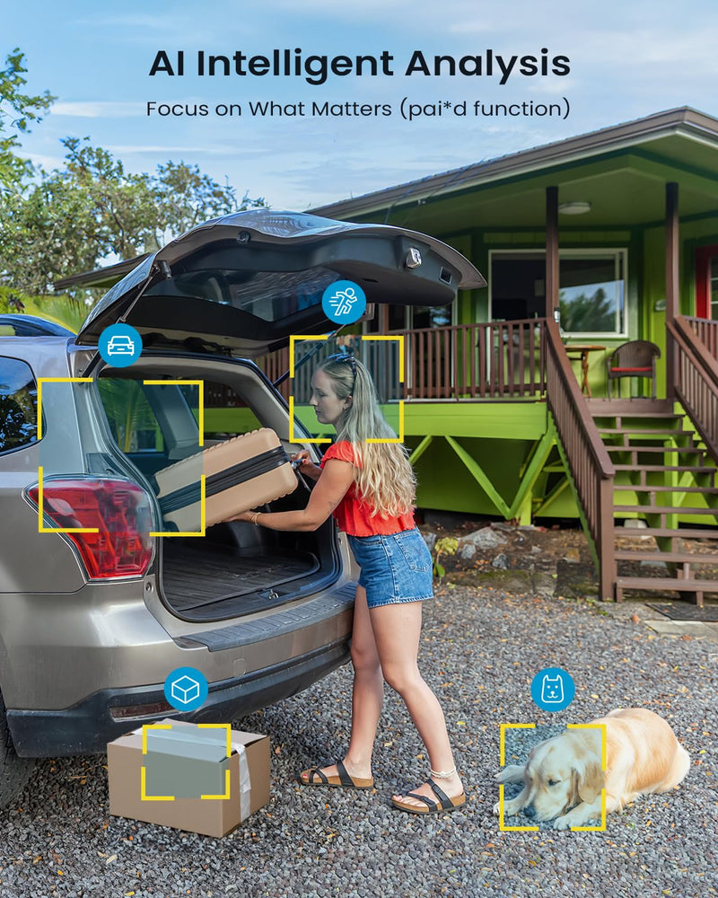 ieGeek Solar Security Camera Wireless Outdoor – 2K 3MP WiFi Camera with Removable Solar Panel, Long Battery Life, 360° Pan Tilt, Color Night Vision, AI Detection, 2-Way Audio, IP65 for Home Security Security White 1 Pack