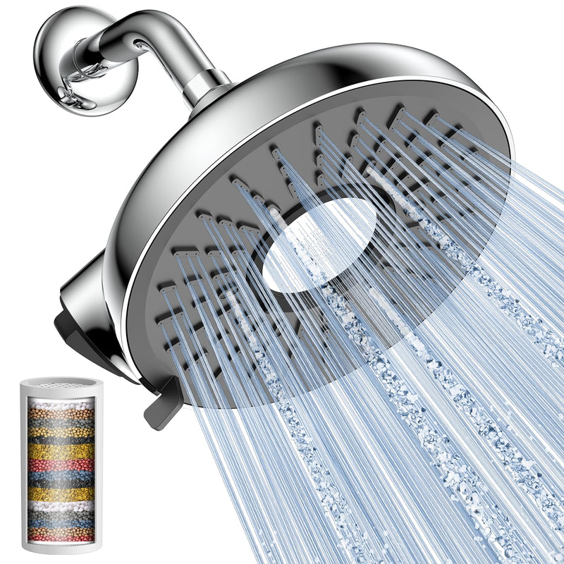 Filtered Shower Head - 8 Inches High Pressure Fixed Rain Showerhead with Filter - Dermatologists Recommend It to Soften Hard Water and Prevent Hair and Skin Problems-filtro para ducha de baño(Chrome) Pulished Chrome