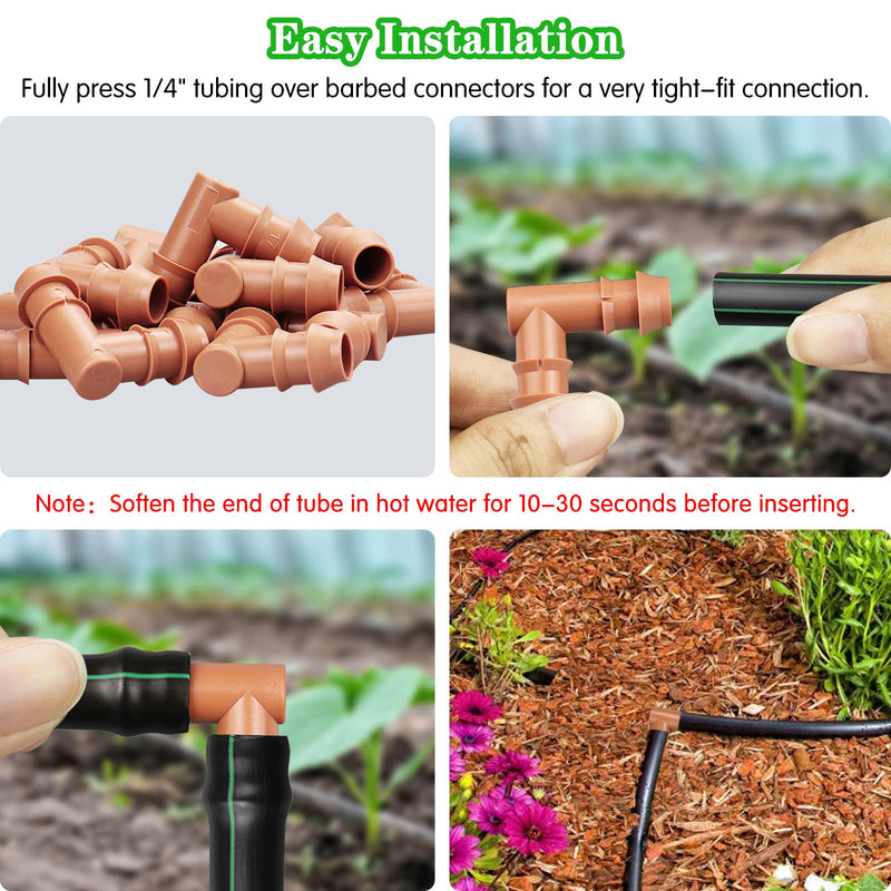 Drip Irrigation Barbed Elbow：20 Pack Drip Irrigation Elbow Parts Fits for 1/2 Inch Drip Irrigation Tubing 17mm 0.600" ID Elbow Connectors for Patio Lawn Garden 20 Pack Elbow