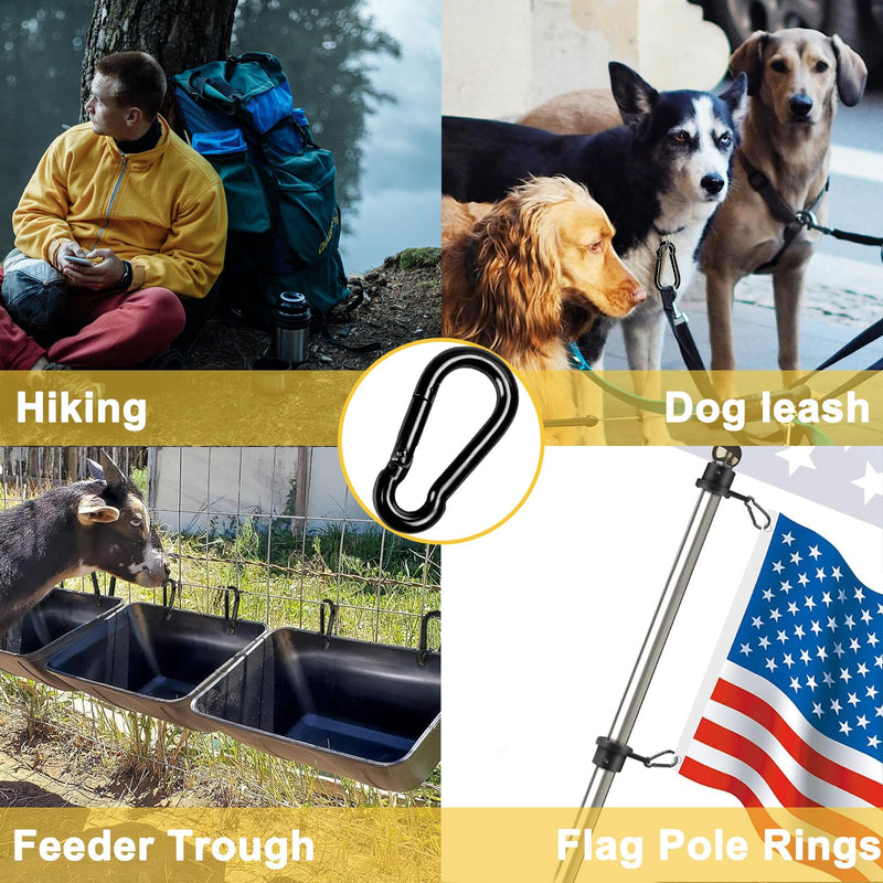 Spring Snap Hook Black Carabiner ，Sunxer Tool Small Black Carabiner Clip 1.97 inch 5 PCS Heavy Duty Carabiner Clip Qick Link for Keychain Dog Leash Locking Camping Fishing Hiking 1.97inch(M5)--5pcs