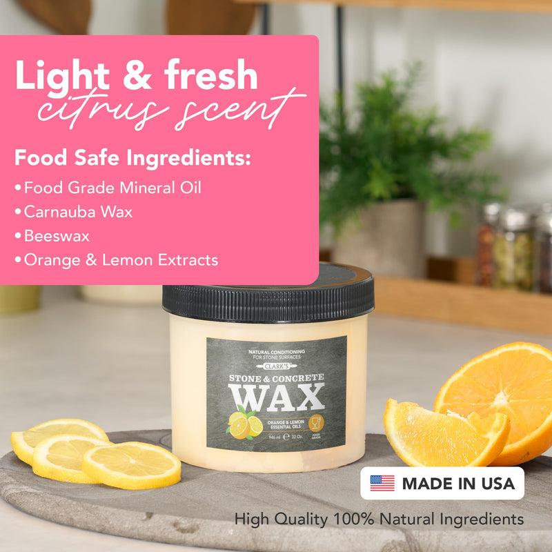 CLARK'S Natural Soapstone & Concrete Wax, 32 oz - Orange Lemon Scent 32 Ounce (Pack of 1)