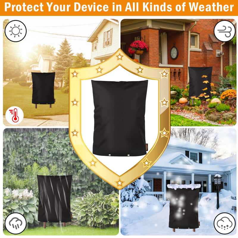 Upgraded Backflow Preventer Cover Aluminum Foil (5°F) - 20"W x 26"H Industrial 600D Winter Sprinkler Valve Covers for Outside, Anti-UV Winter-Freeze Water Well Pump Cover, Black
