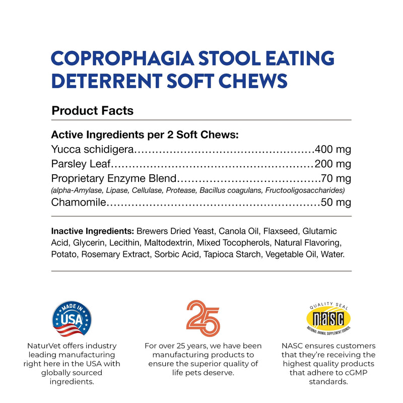 NaturVet – Coprophagia Stool Eating Deterrent Plus Breath Aid – Deters Dogs from Consuming Stool – Enhanced with Breath Freshener, Enzymes & Probiotics – 70 Soft Chews - PawsPlanet Australia