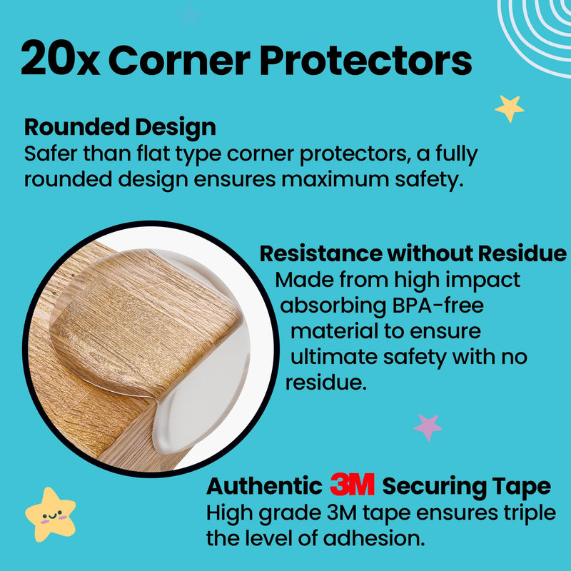 Booboo (60 Pack) Child Safety Baby Proofing Kit | x10 Cabinet Drawer Locks, x20 Corner Guards, x30 Outlet Covers | Baby Proof Your Home & Kitchen with No Trapped Fingers | No Tools Needed x60