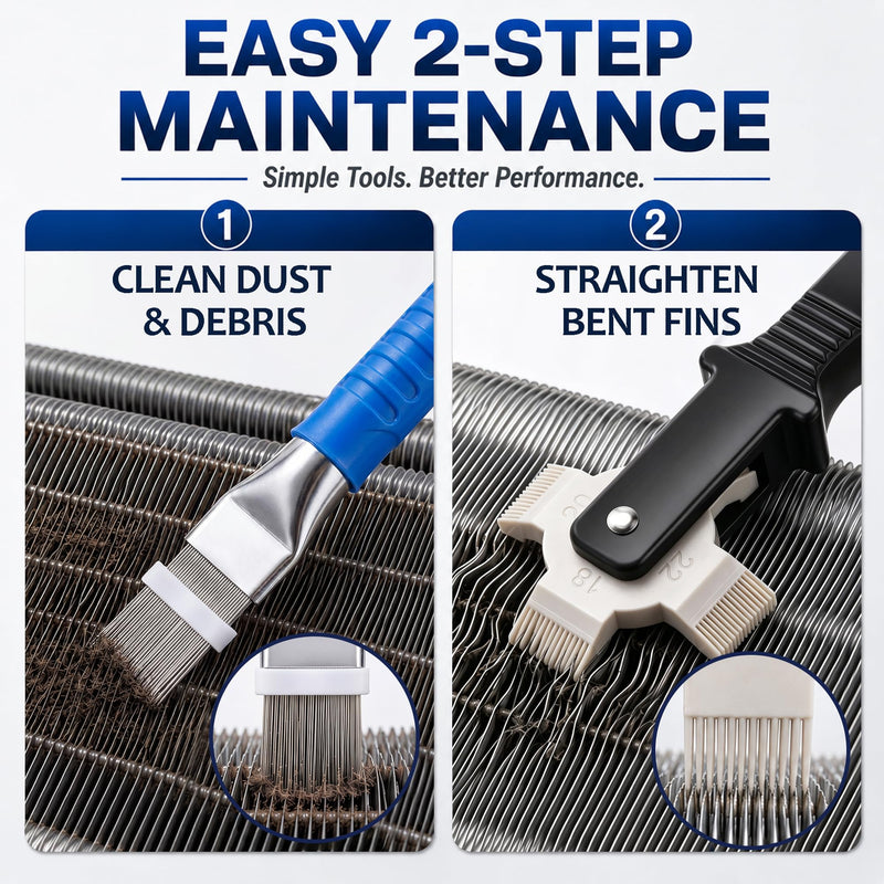 2 Pcs AC Fin Comb Repair Kit with Coil Cleaning Brush