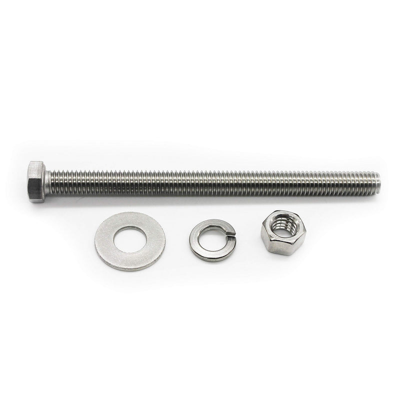 (4 Sets) 3/8-16x4 Stainless Steel Hex Head Screws Bolts, Nuts, Flat & Lock Washers, 18-8 (304) S/S, Fully Threaded by Bolt Fullerkreg (4 Sets) 3/8x4"