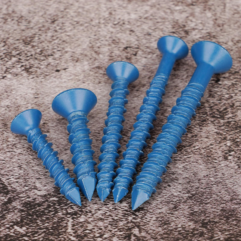 55 Packs, Concrete Screw Anchor, 3/16" x 1-3/4", Blue Flat Head Screws for Anchoring to Masonry, Brick, Block, Cement or Stucco 3/16" X 1-3/4" 55pcs