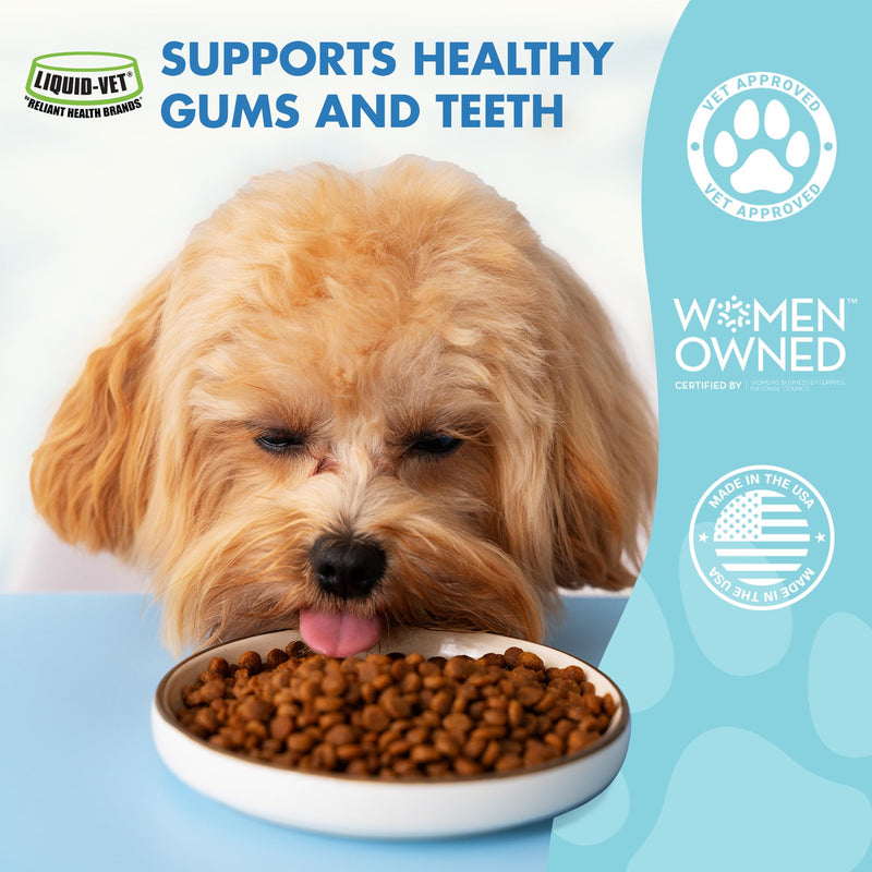 LIQUID-VET Ultimate Dog Dental Care Solution: Teeth Cleaning & Plaque Remover Food Additive - Fresh Breath Mouthwash, Tartar Control, and Gum Health Support - Premium Pet Product Unflavored 8 oz