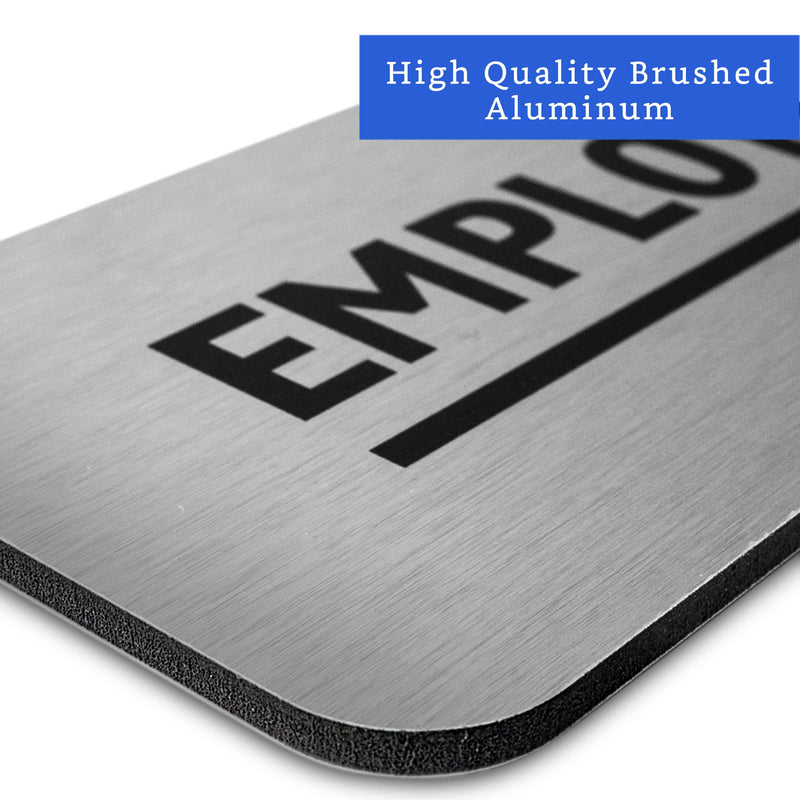 Employees Only Sign (Brushed Aluminum 9 in x 3 in) - Employee Only Signs for Doors - Office Signs - Business Signage - Restaurant Sign - Letreros para Negocios 1