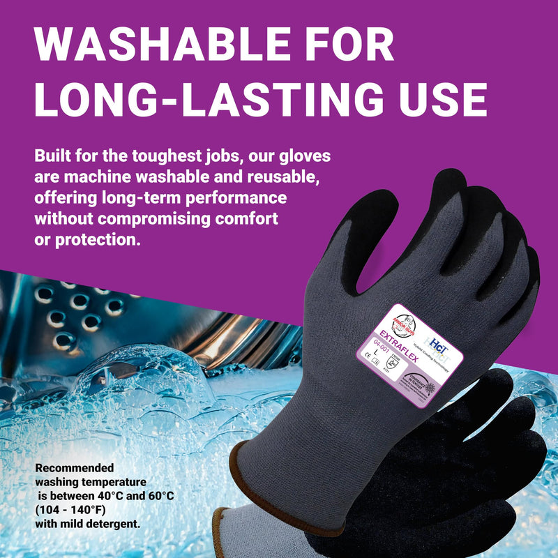 Armor Guys Extraflex Protective Work Gloves - Abrasion Resistant For Women and Men with MicroFoam Nitrile Palm Coating - ANSI 3, L, 12 Pairs 12 Pairs (Large)