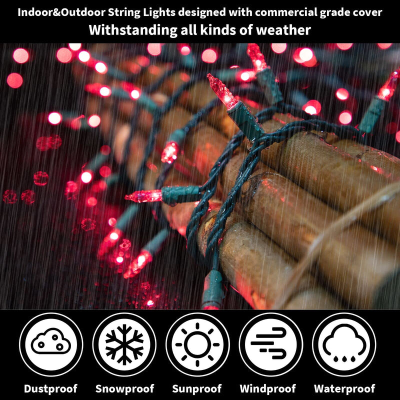 Super-Bright Extendable Pink Christmas Lights Decoration 100Lights 19.6ft UL Certified Mini Bulb String Lights Set for Outdoor Christmas Tree Garden Holiday Party Patio Wedding Garland Decor 100 Count