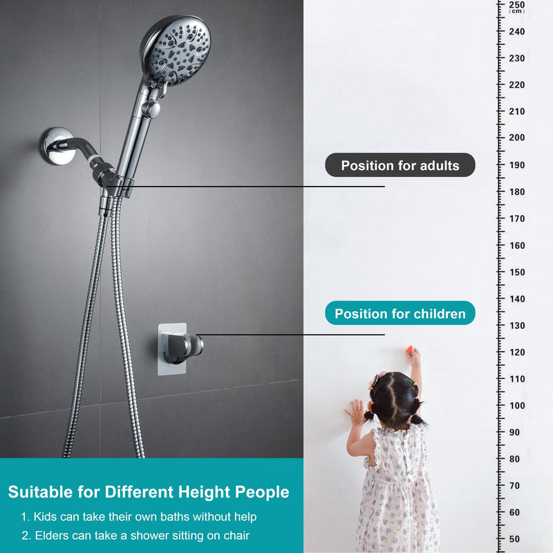 Strong Adhesive and Waterproof Shower Head Holder for Handheld Showerhead Adjustable No Drilling Wall Mount Bracket for RV Kids Bathroom Shower,Fix Firmly and Use Conveniently 1 Silver