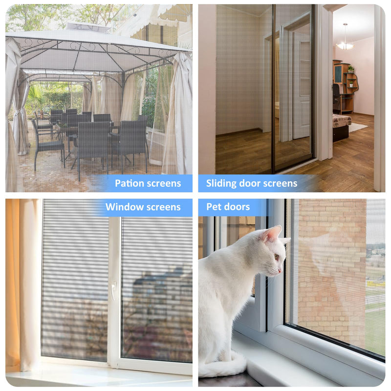 48"x102" Window Screen Mesh, Fiberglass Window Screen, Screen Door Mesh, Windows Screens and Screen Door Replacement, Patio Screen Mesh- Black 48"x102"