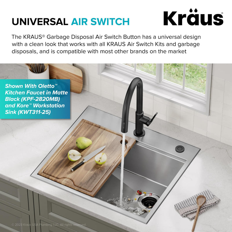 KRAUS Flat-Top Garbage Disposal Air Switch Button in Brushed Brass, KWDB-20BB