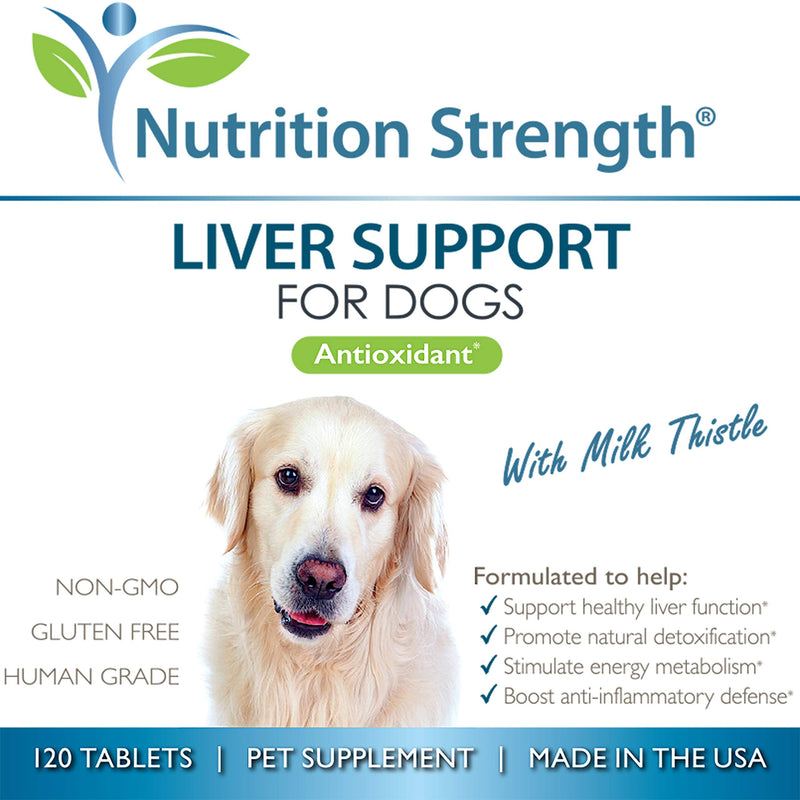 Liver Support for Dogs to Promote Natural Detoxification, with Milk Thistle for Dogs, Dandelion Root, Yellow Dock, Nettle Root, St. John's Wort & Coenzyme Q10, 120 Chewable Tablets - PawsPlanet Australia