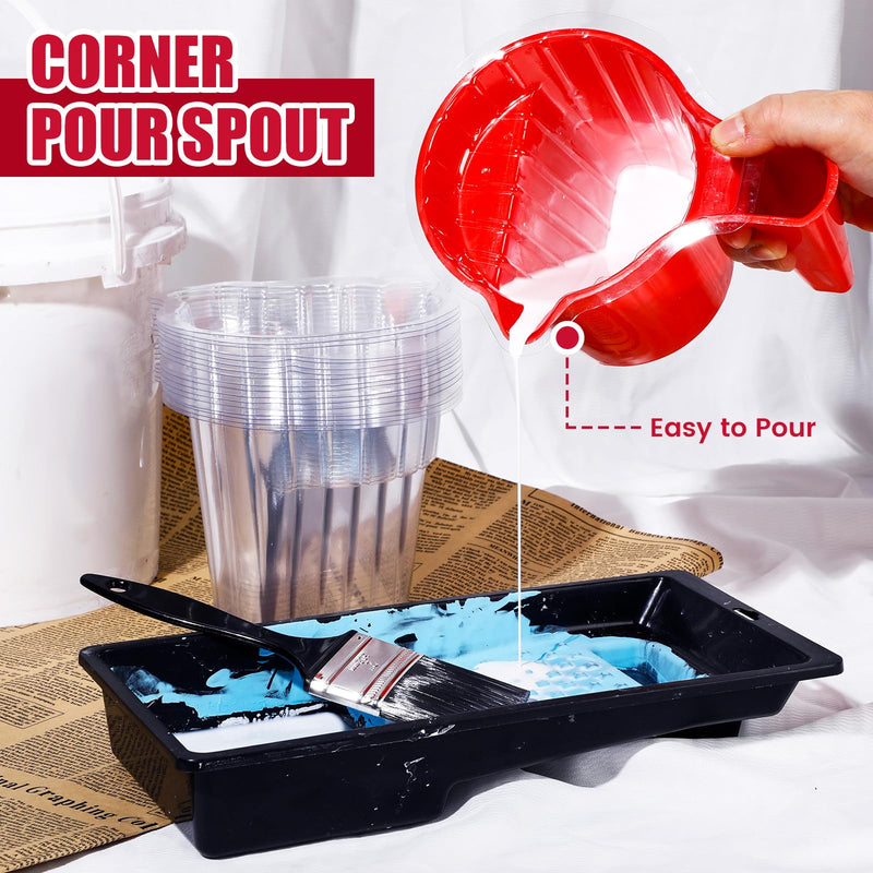Leumoi 20 Pcs Paint Cup Holds Kit 17oz Paint Pail with 18 Disposable Liner, 2'' Paints Brush, Paints Bucket Hold with Brush Holder Mixing Cup Container for Painting Wall, Furniture, Craft, DIY
