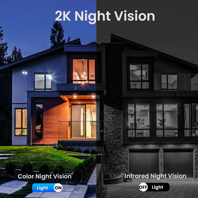 4G LTE Security Cameras Wireless Outdoor, 2K Solar Cellular Security Camera, No WiFi Security Camera, Off Grid With 360° Live View, Color Night Vision, PIR Motion Alerts, 2 Way Talk, Built-In SIM Card White 4G Cellular