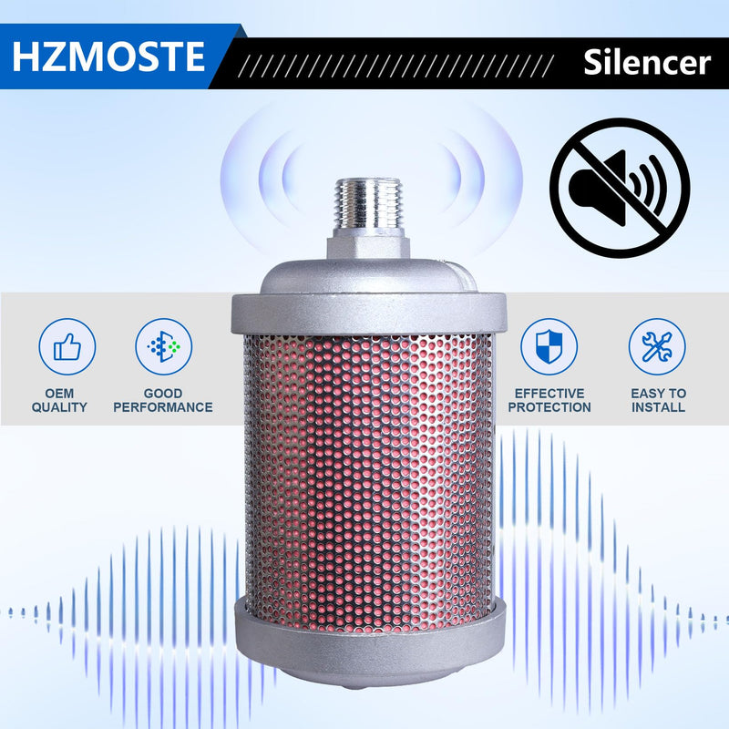 XY-05 Exhaust Silencer, 1/2" NPT Male Interface, for Air Compressors, Dryers, Vacuum Pumps
