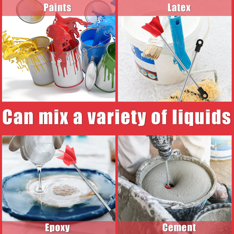 Loosh 4 Pcs 11 Inch Paint Stirrer for Drill, Drill Mixer Attachment, Epoxy Mixer, Paint Mixer for Drill, Helix Drill Paint Mixer for Most Drills, Resin Mixer, Mixing Concrete Resin Paint
