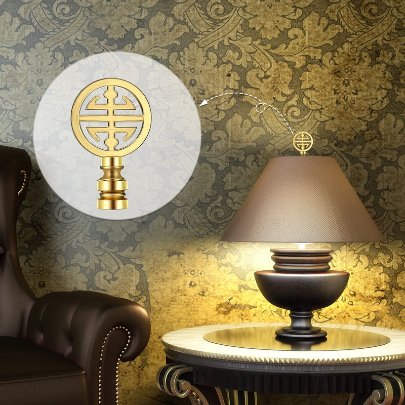 Honoson 2 Pieces Brass Finial Asian Oriental Lamp Shade Finial Happiness Symbol Lamp Shade Decoration 2.17 Inches(Aeneous) Aeneous