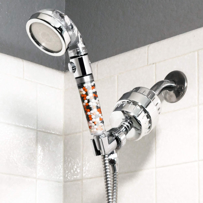 Original StoneStream EcoPower High Pressure Handhled Shower Head + Shower Filter + Wall Adapter Kit 6-in-1 Shower Head Kit