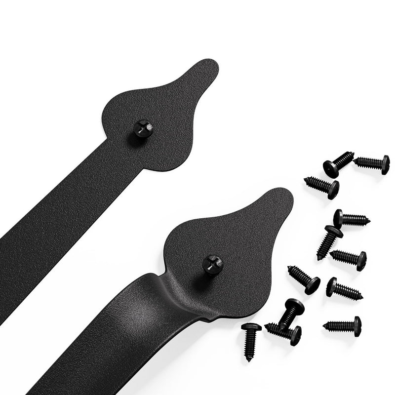 Decorative Garage Door Hardware Kit Carriage House Accents 8 Hinges and 4 Handles for 2 Car Garage, Screw Mounted, Black Steel