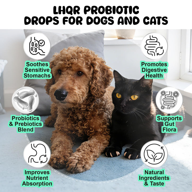 Liquid Probiotics for Dogs & Cats with Prebiotics & Digestive Enzymes - 3-in-1 Formula for Gut Digestive Health & Nutrient Absorption, Supplement Drops - 1.2 Billion CFU - 2 FL Oz
