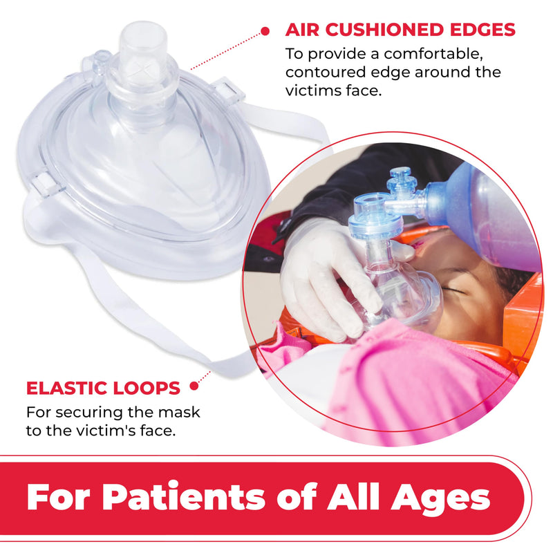 CPR Rescue Mask, Adult/Child Pocket Resuscitator, Hard Case with Wrist Strap + Gloves & Wipes - 2 Pack 2 Count