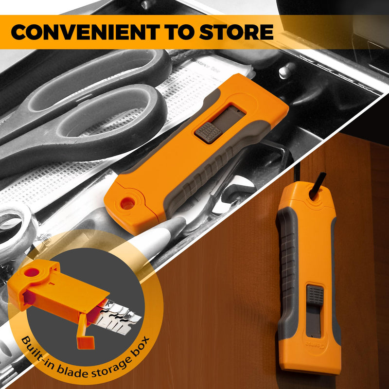 Razor Blade Scraper Tool with 15pcs Extra Blades, Cleaning Razor Scraper for Glass, Glass Top Stove Scraper for Oven Door, Cooktop Scraper, Glass Scraper Cleaning Paint from Glass Orange