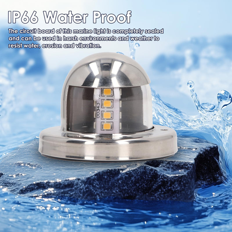 Walfront LED Stern Light for Boats IP66 Marine Navigation Light 2NM Visibility 12V DC Stainless Steel for Yachts Pontoon up to 39.4ft (12m) for Sailboats