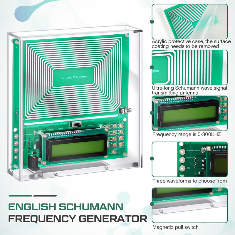 0.01-300000Hz Adjustable Schumann Sine Wave Resonance Generator Ultra Low Frequency Generator Resonator Sound Frequency Machine with USB and Magnetic Acrylic Case 0.1Hz-300KHz
