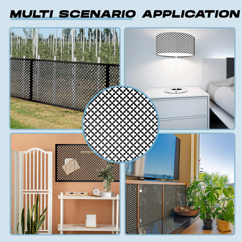 Gisafai 2 Pcs Decorative Cloverleaf Aluminum Sheet 12 in. x 24 in. x 0.02 in. Black Perforated Decorative Metal Sheets Metal Mesh Aluminum Sheet for Indoor Outdoor