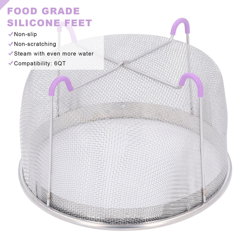 Steamer Basket, Mesh Steaming Basket Stainless Steel Strainer and Insert with Handle, for 6Qt Instant Pots Accessories, IP Insta Pots, Instapot Purple(21x13.5cm)